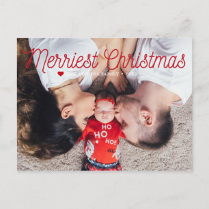 Merriest Christmas Family Photo Holiday Postcard