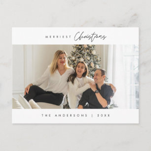 Merriest Christmas Family Photo, Modern Cosy Postcard