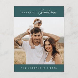 Merriest Christmas Family Photo, Modern Cosy Postcard