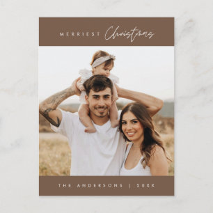 Merriest Christmas Family Photo, Modern Cosy Postcard