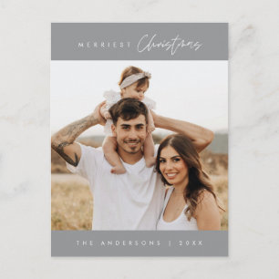 Merriest Christmas Family Photo, Modern Cosy Postcard