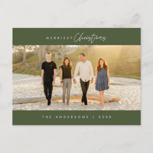Merriest Christmas Family Photo, Modern Minimalist Postcard