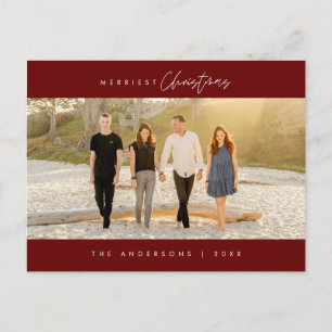 Merriest Christmas Family Photo, Modern Minimalist Postcard