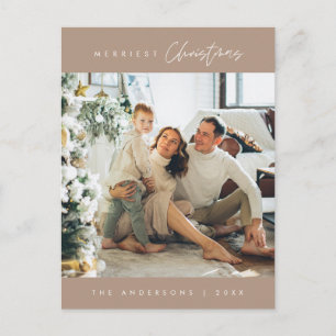 Merriest Christmas Family Photo, Modern Minimalist Postcard
