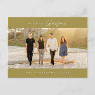 Merriest Christmas Family Photo, Modern Minimalist Postcard