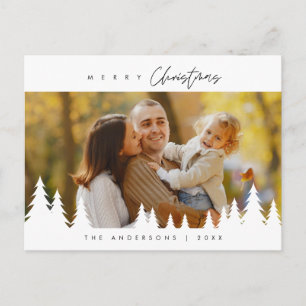 Merriest Christmas Family Photo, Modern Minimalist Postcard