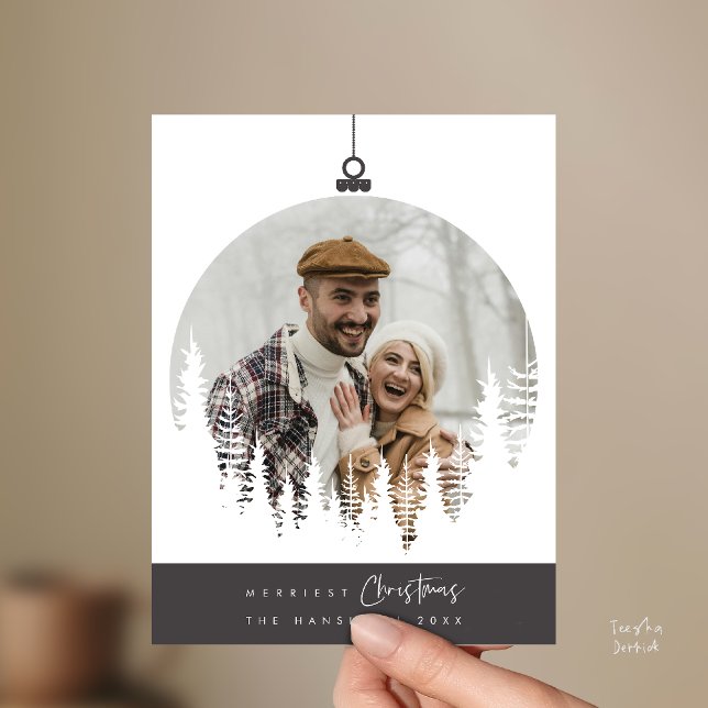 Merriest Christmas Family Photo, Pine Tree Layover Postcard (Merriest Christmas Family Photo, Pine Tree Layover Postcard)