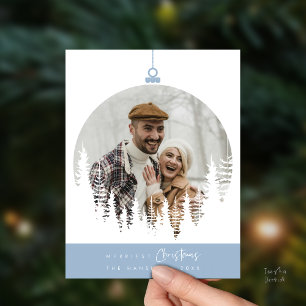 Merriest Christmas Family Photo, Pine Tree Layover Postcard
