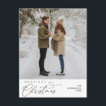 Merriest Christmas Family Photo, Romantic Greeting Postcard<br><div class="desc">Merriest Christmas. Celebrate the season with this family photo cosy cute happy happiness romantic postcard. It is fully customisable and personalised with your own greeting messages. Please add your return address for easy mailing. It is simple, easy, yet modern cosy and festive. This is the perfect postcard for sending your...</div>