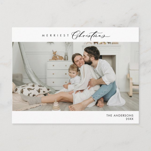 Merriest Christmas Family Photo, Winter Happiness Postcard (Front)