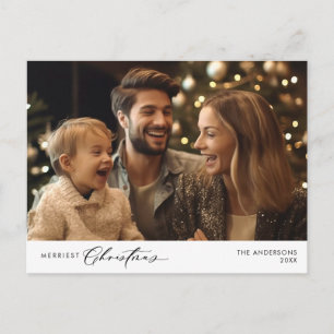 Merriest Christmas Family Photo, Winter Happiness Postcard
