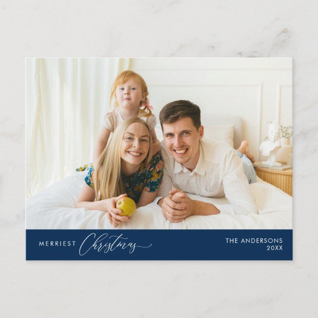 Merriest Christmas Family Photo, Winter Happiness Postcard (Front)
