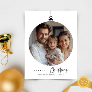 Merriest Christmas Family Photo, Wishes Ball Postcard