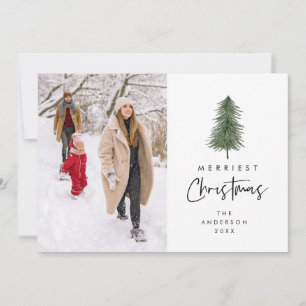 Merriest Christmas, Family Photo, Xmas Tree Holiday Card