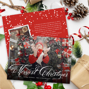 Merriest Christmas Fancy Script Calligraphy Photo Holiday Card