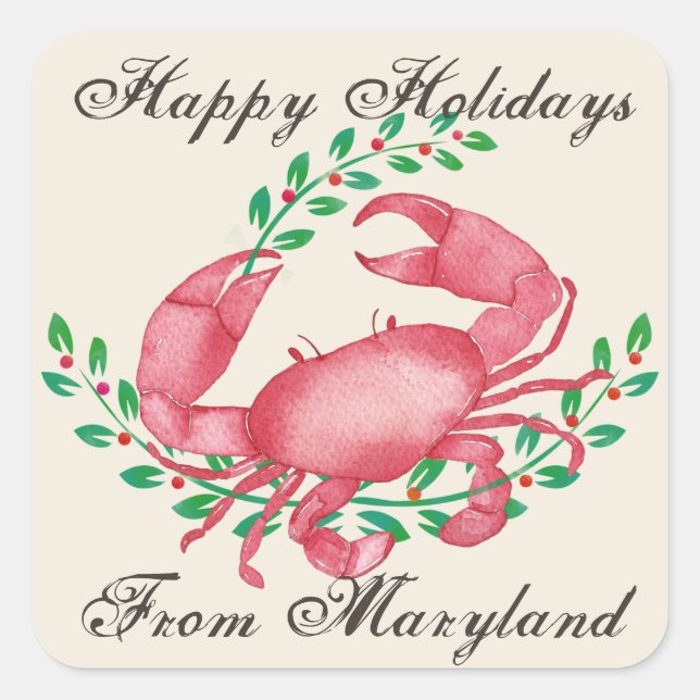Merriest Christmas from Maryland Crab Square Sticker (Front)