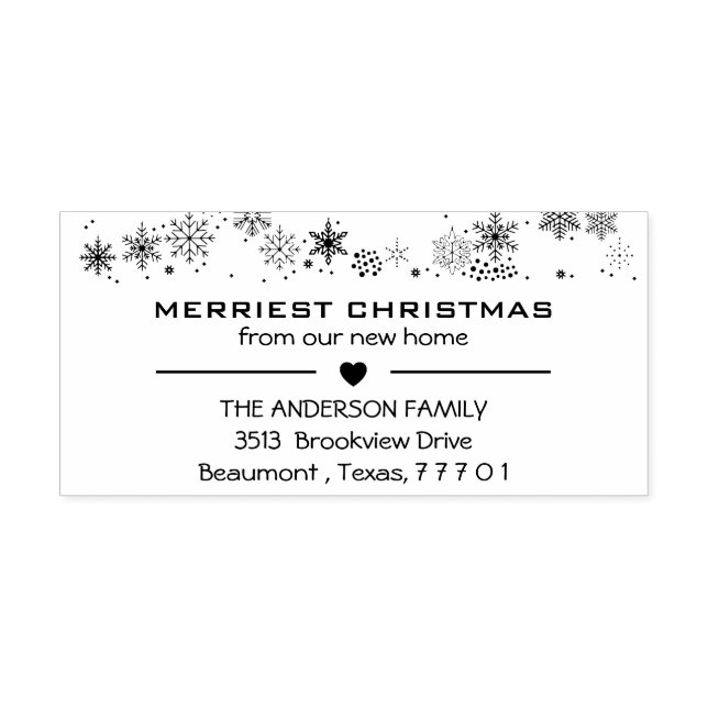 Merriest Christmas From Our New Home Address Rubber Stamp (Imprint)