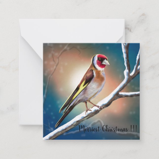 Merriest Christmas Goldfinch Card Square Paper Coa (Front)