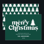 Merriest Christmas graphic typography non photo  Holiday Card<br><div class="desc">Merriest Christmas graphic typography non photo holiday card. With modern hand drawn text and trees.</div>