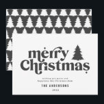 Merriest Christmas graphic typography non photo  Holiday Card<br><div class="desc">Merriest Christmas graphic typography non photo holiday card. With modern hand drawn text and trees.</div>
