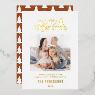 Merriest Christmas graphic typography photo  Foil  Foil Holiday Card