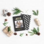 Merriest Christmas graphic typography photo  Foil Holiday Card<br><div class="desc">Merriest Christmas graphic typography photo holiday card. With modern hand drawn text and trees.</div>