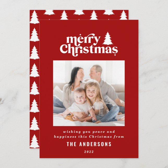 Merriest Christmas graphic typography photo  Holid Holiday Card (Front/Back)
