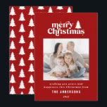 Merriest Christmas graphic typography photo  Holid Holiday Card<br><div class="desc">Merriest Christmas graphic typography photo holiday card. With modern hand drawn text and trees.</div>