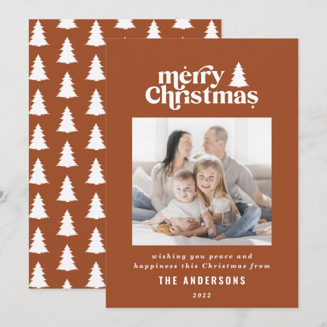 Merriest Christmas graphic typography photo  Holiday Card (Front/Back)