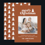 Merriest Christmas graphic typography photo  Holiday Card<br><div class="desc">Merriest Christmas graphic typography photo holiday card. With modern hand drawn text and trees.</div>