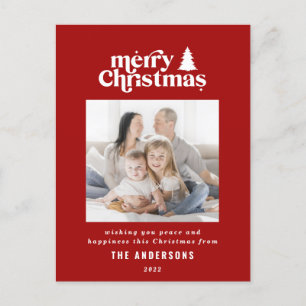 Merriest Christmas graphic typography photo Holiday Postcard