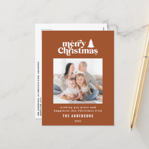 Merriest Christmas graphic typography photo  Holiday Postcard