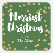 Merriest Christmas - Green Gold Sticker or Seal