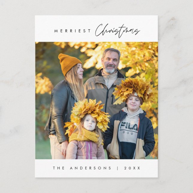 Merriest Christmas Happy Family Photo Postcard (Front)