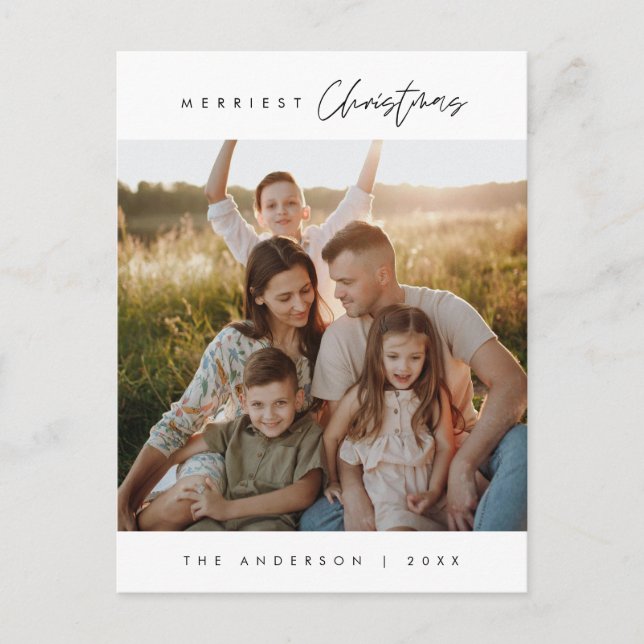 Merriest Christmas Happy Family Photo Postcard (Front)