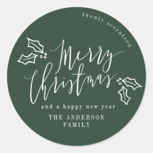 Merriest christmas holiday classic round sticker