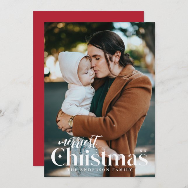 Merriest Christmas Holiday Photo Card (Front/Back)
