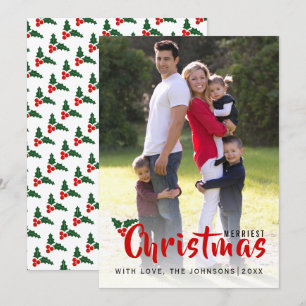Merriest Christmas holly berry photo card