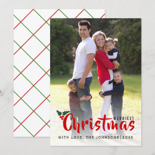 Merriest Christmas holly berry simple photo card