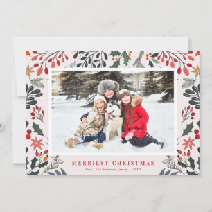 MERRIEST CHRISTMAS lovely foliage Holiday Card