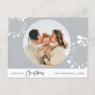 Merriest Christmas, Merry Xmas Family Photo Postcard