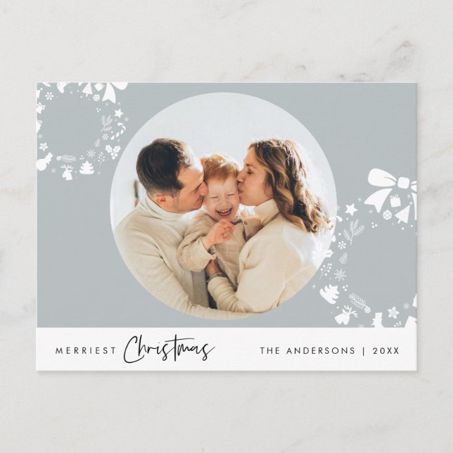 Merriest Christmas, Merry Xmas Family Photo Postcard (Front)