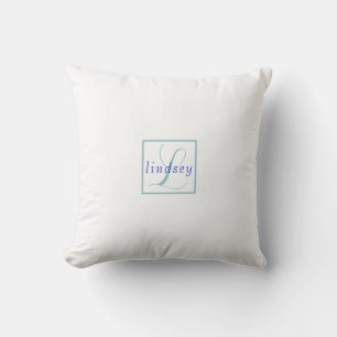 Merriest Christmas Mittens Blue Bow Name Monogram Cushion