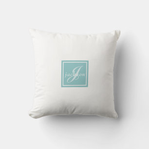 Merriest Christmas Mittens Green Bow Blue Monogram Cushion