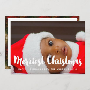 Merriest Christmas Modern Family Photo Holiday Card