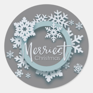 Merriest Christmas Modern Holiday Style Classic Round Sticker