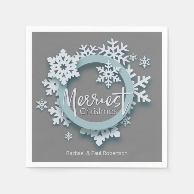 Merriest Christmas Modern Holiday Style Napkin (Front)