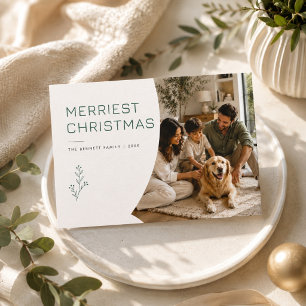 Merriest Christmas Modern Minimalist Family Photo Holiday Card