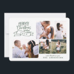 merriest christmas modern script photo holiday card<br><div class="desc">spread the festive joy with this fun design. featuring bold modern script text and editable photo collage to make it extra special. available with a range of coloured backers including,  black,  red,  green,  blue and more to suit you theme.</div>
