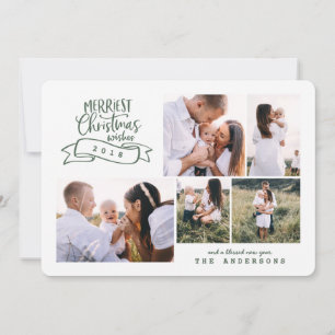 merriest christmas modern script photo holiday card